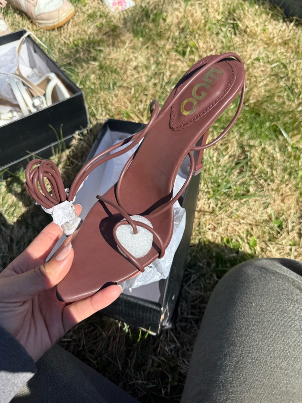 EGO Brown Strappy Heart-Accent Heel Sandal